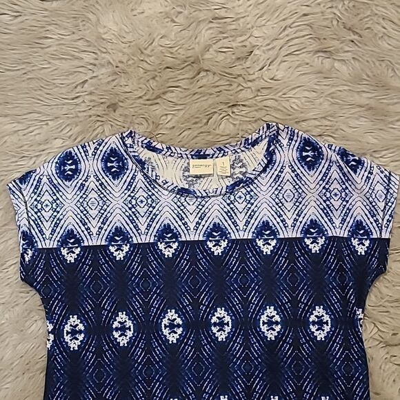Chicos zenegy womens blue cotton tye die two toned flowy‎ tshirt size 1 - Picture 3 of 6